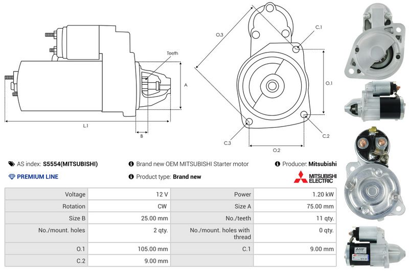 AS-PL S5554(MITSUBISHI) Starteris