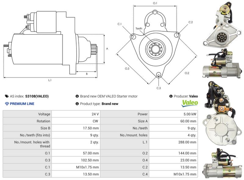 AS-PL S3108(VALEO) Starter