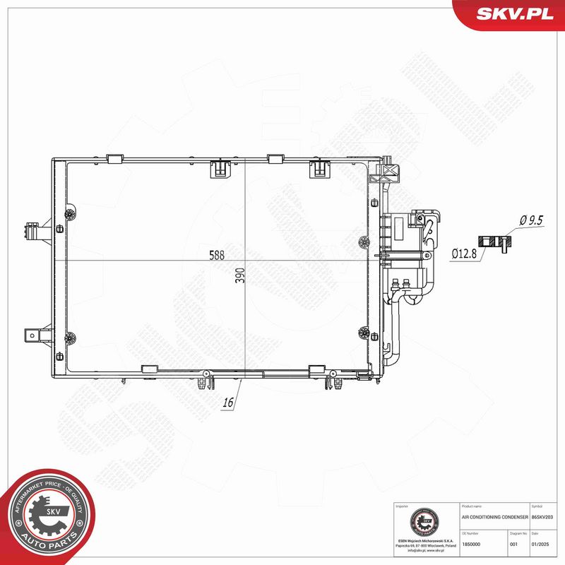 ESEN SKV 86SKV203 Condenser, air conditioning