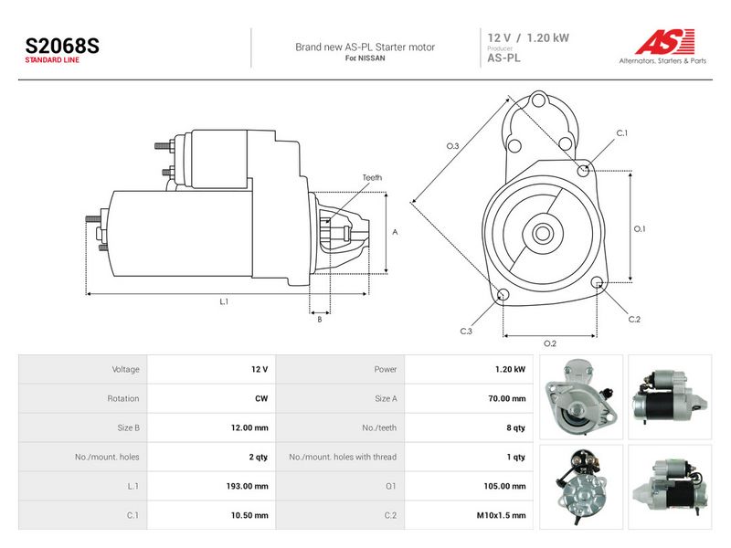 Starter, AS-PL S2068S