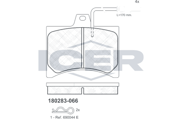 комплект спирачно феродо, дискови спирачки ICER