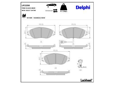 DELPHI LP2250 Brake Pad Set, disc brake