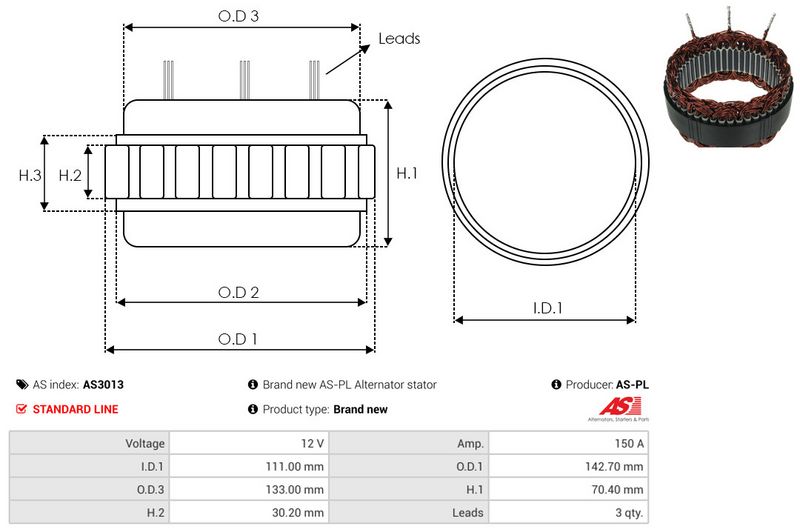 Staator, generaator, AS-PL AS3013