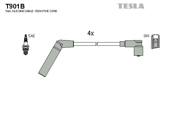 Комплект проводів високої напруги, TESLA Mitsubishi Colt, Lancer 86-03 1,3;1,5), Tesla T901B