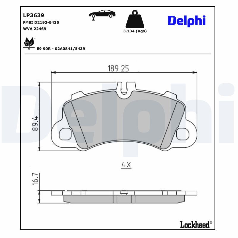 Piduriklotsi komplekt, ketaspidur, DELPHI LP3639