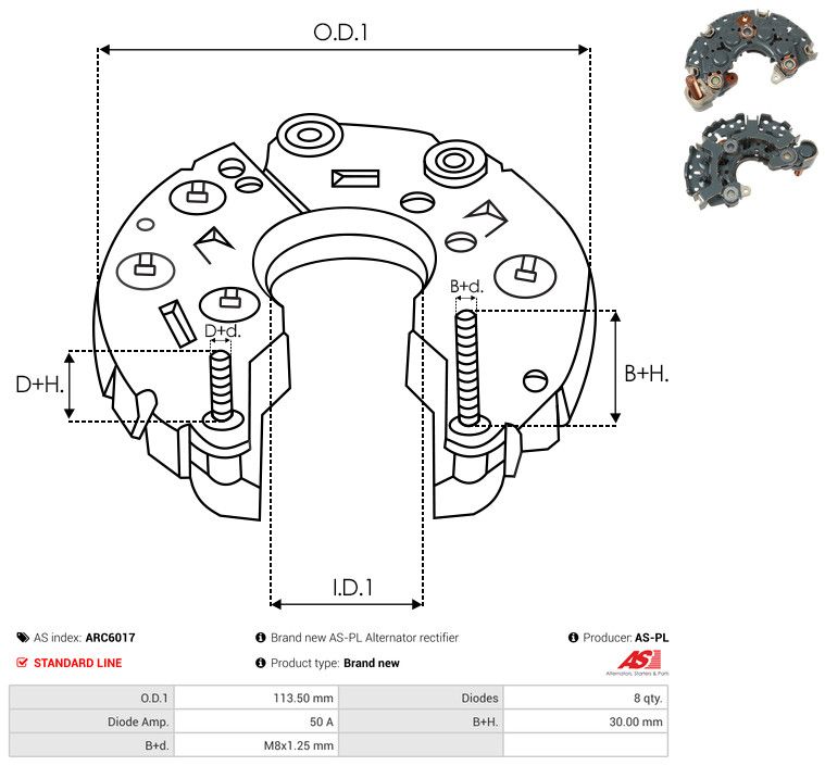 AS-PL ARC6017 Rectifier, alternator