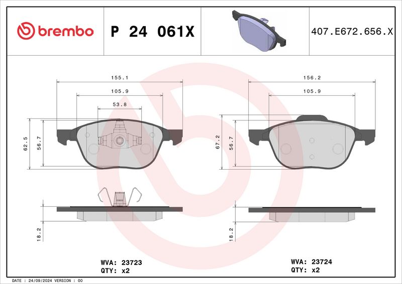 Set placute frana,frana disc P 24 061X BREMBO