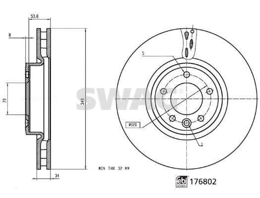 SWAG 33 10 3748 Brake Disc