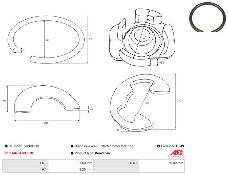 Remondikomplekt, Starter, AS-PL SRS0182S