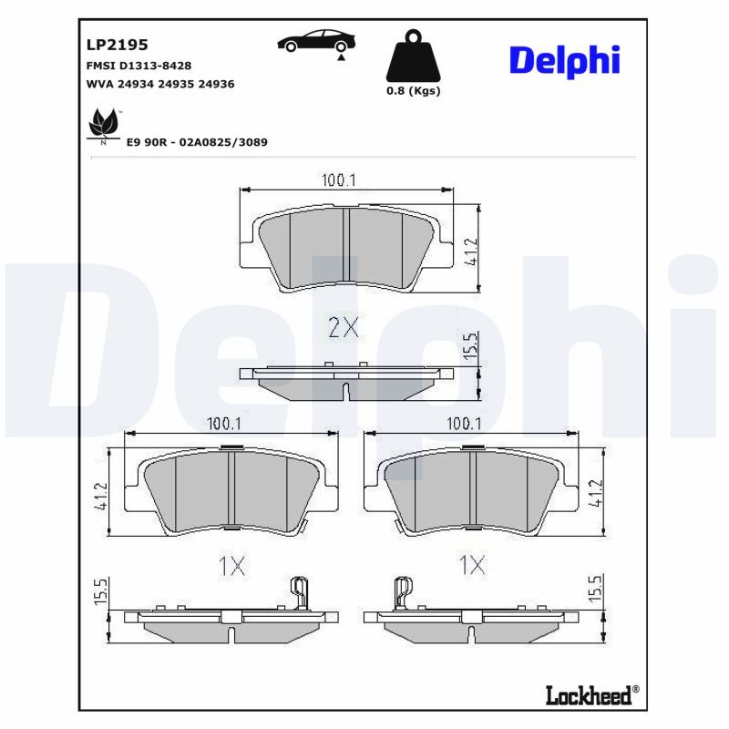 Piduriklotsi komplekt, ketaspidur, DELPHI LP2195