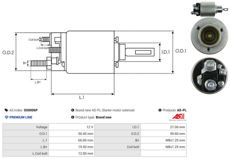 AS-PL SS0006P Solenoid Switch, starter