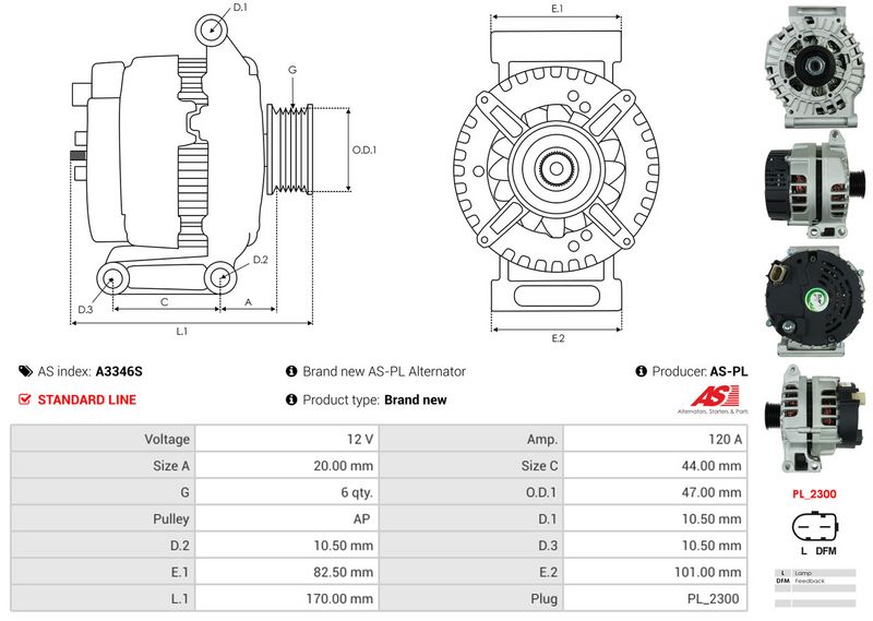 AS-PL A3346S Alternator