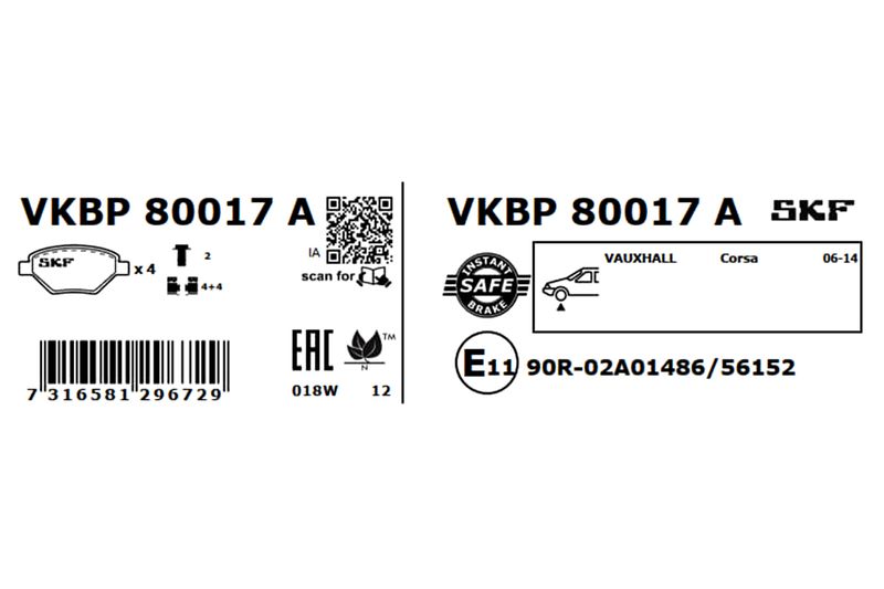 SKF VKBP 80017 A Brake Pad Set, disc brake