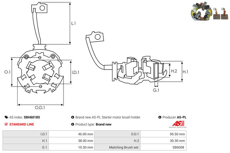 AS-PL SBH6018S Holder, carbon brushes