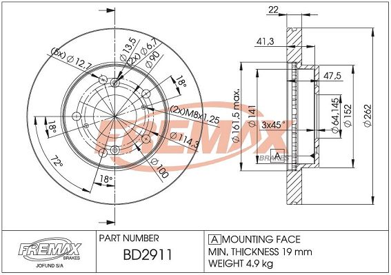 FREMAX féktárcsa BD-2911