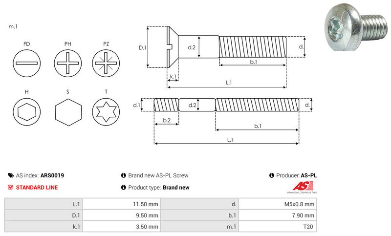 Remondikomplekt, generaator, AS-PL ARS0019