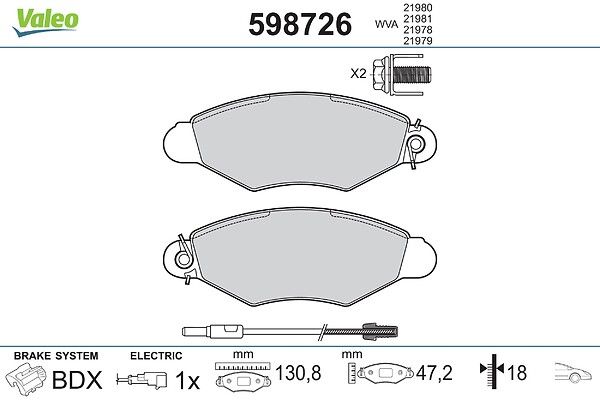 комплект спирачно феродо, дискови спирачки VALEO