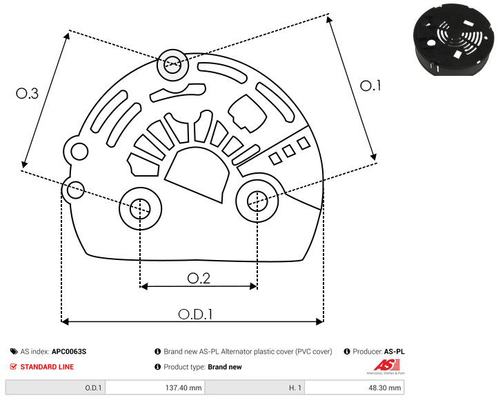 AS-PL APC0063S Protective Cap, alternator