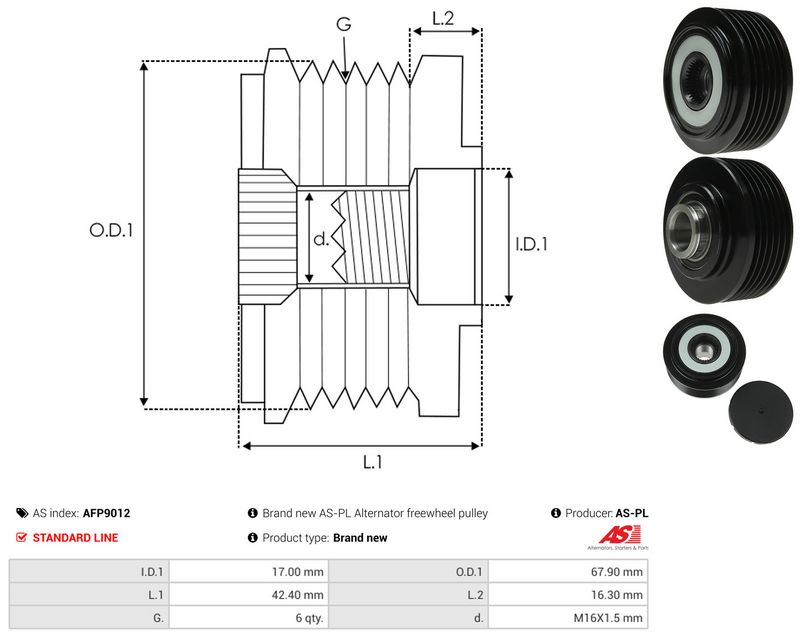 AS-PL AFP9012 Alternator Freewheel Clutch