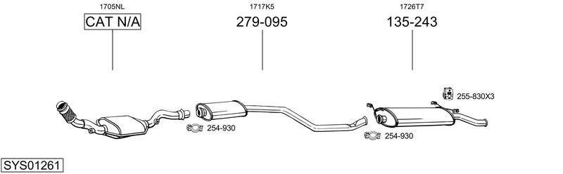 BOSAL kipufogórendszer SYS01261