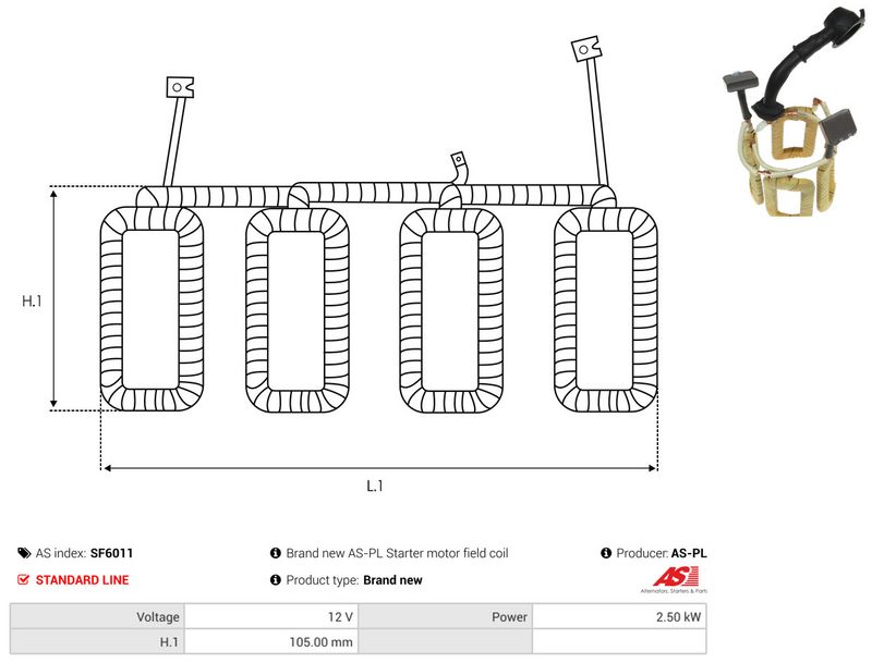 AS-PL SF6011 Field Winding, starter