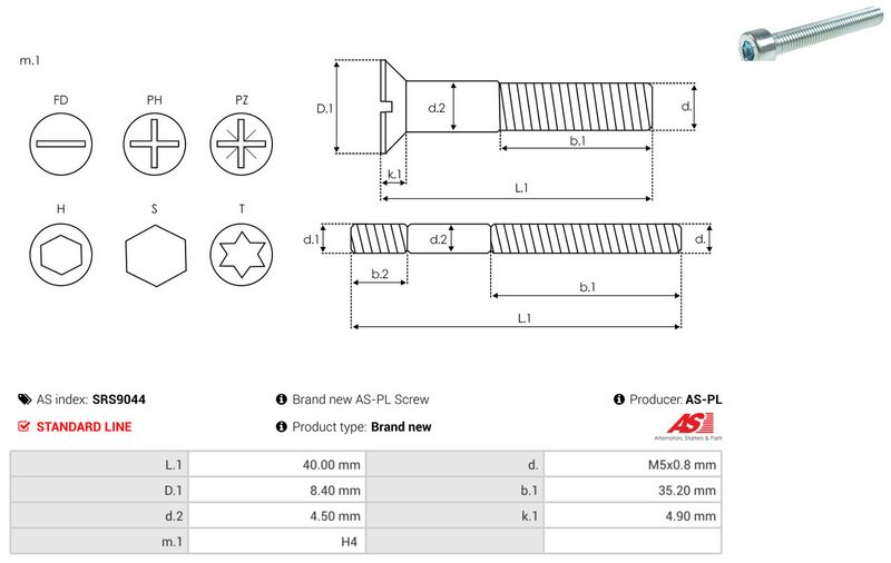 AS-PL SRS9044 Repair Set, alternator