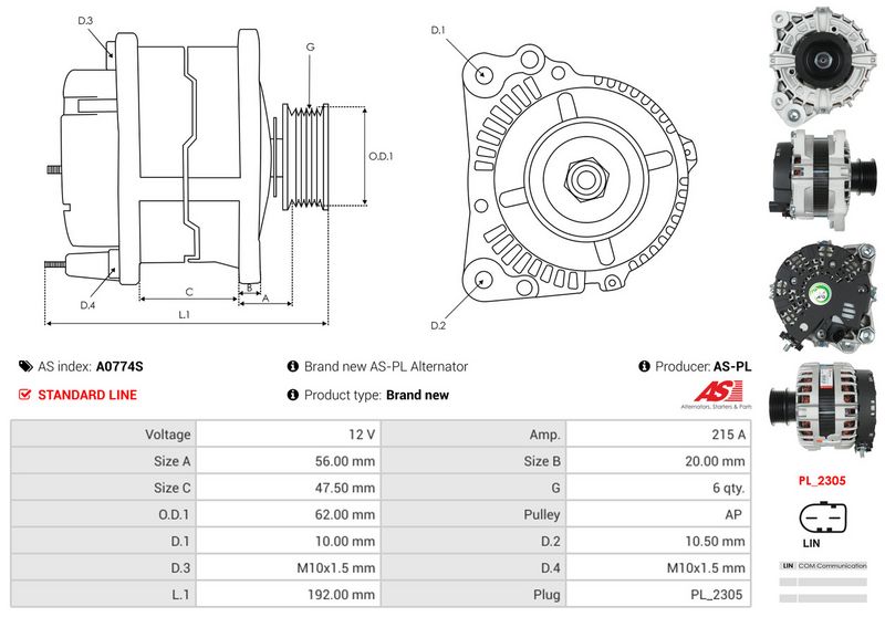 AS-PL A0774S Alternator