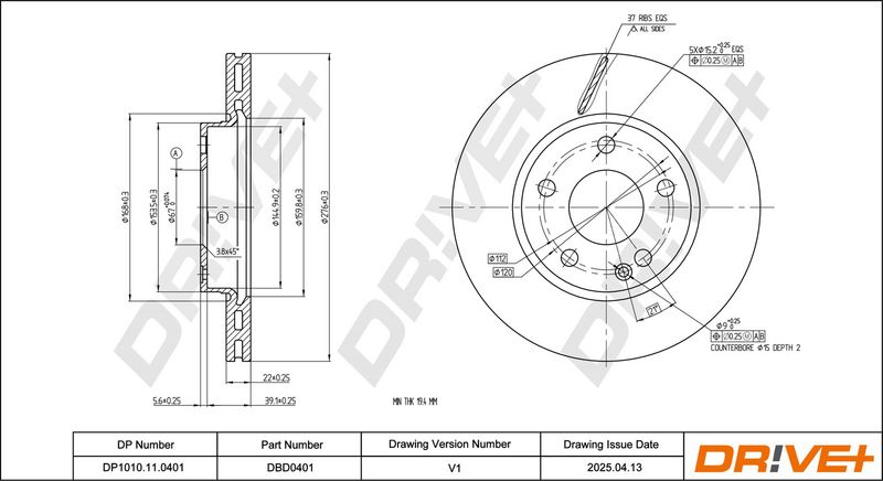 Disc frana DP1010.11.0401 Dr!ve+