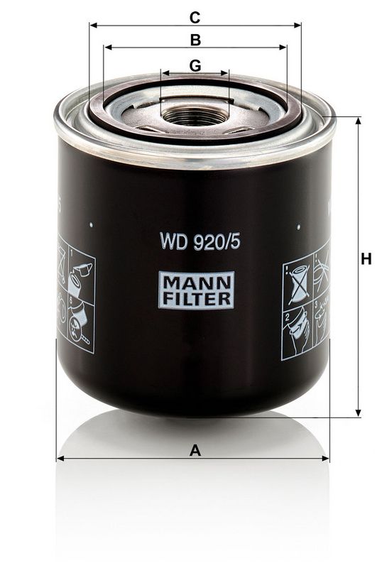 Filter, tööhüdraulika, MANN-FILTER WD 920, 5