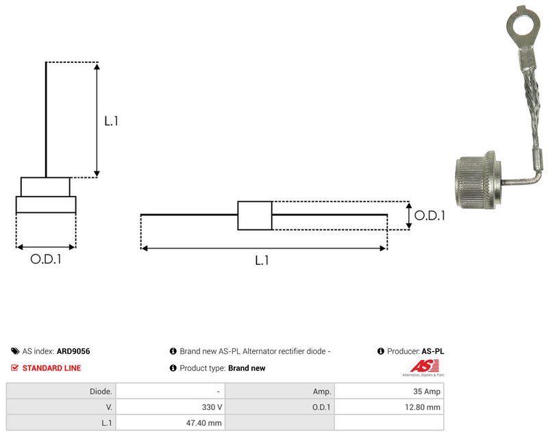 AS-PL ARD9056 Rectifier, alternator