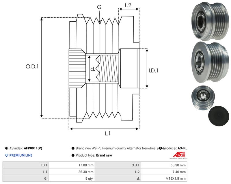 AS-PL AFP0011(V) Alternator Freewheel Clutch