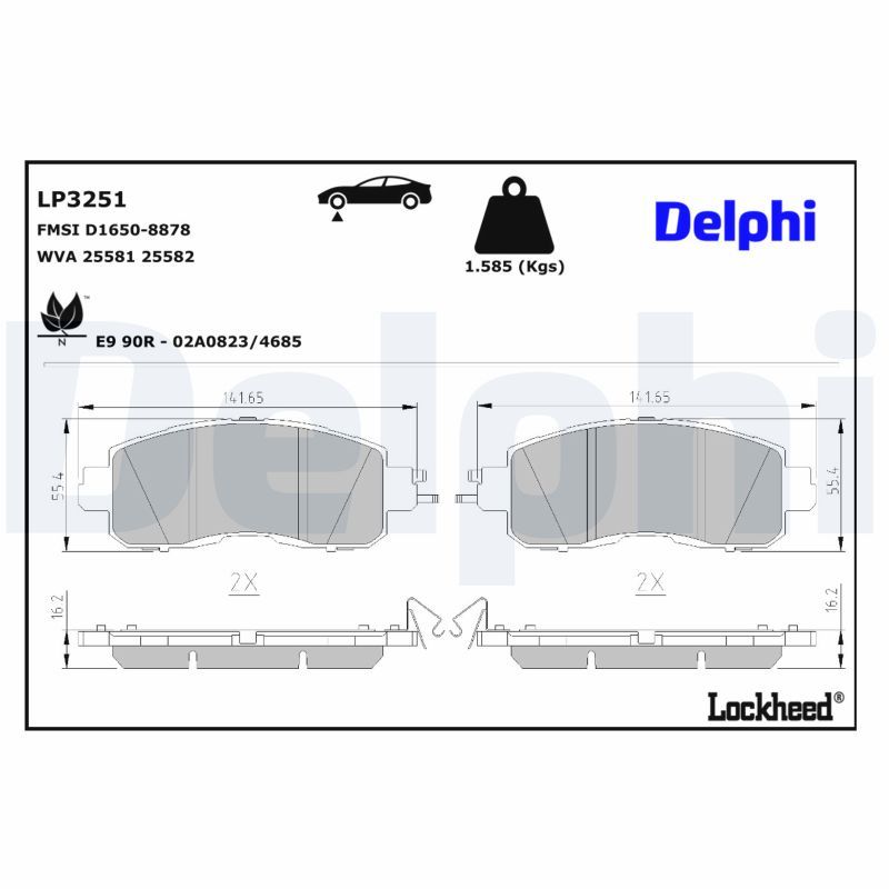 Piduriklotsi komplekt, ketaspidur, DELPHI LP3251