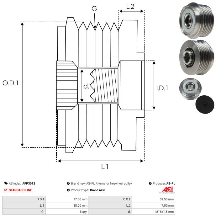 AS-PL AFP3012 Alternator Freewheel Clutch