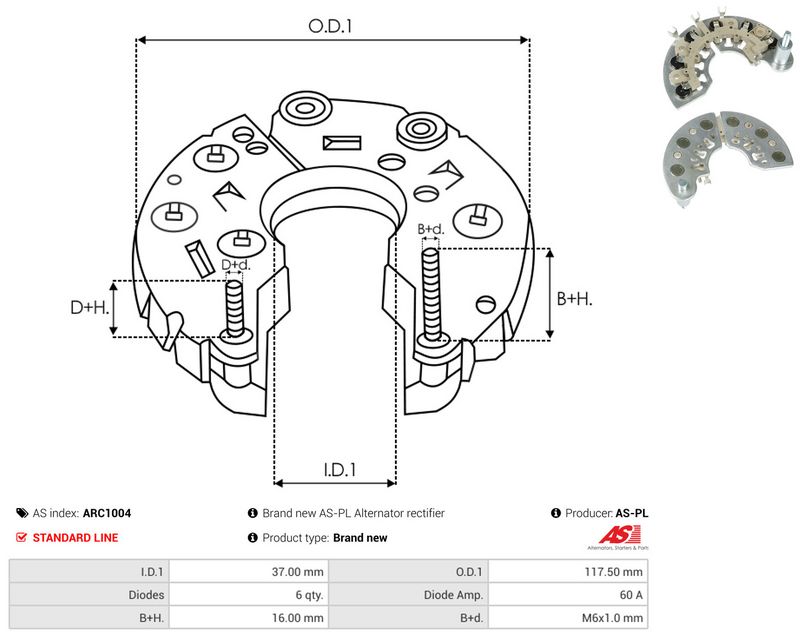 AS-PL ARC1004 Rectifier, alternator