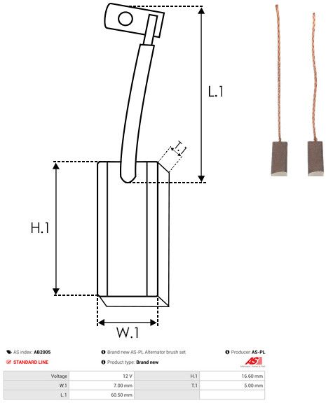 AS-PL AB2005 Carbon Brush, alternator