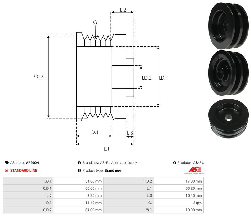 AS-PL AP9004 Belt Pulley, alternator