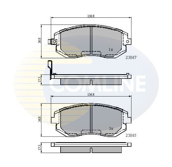 Комплект гальмівних накладок, дискове гальмо, Comline CBP31208