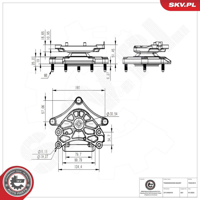 Kinnitus, automaatkäigukast, ESEN SKV 75SKV813