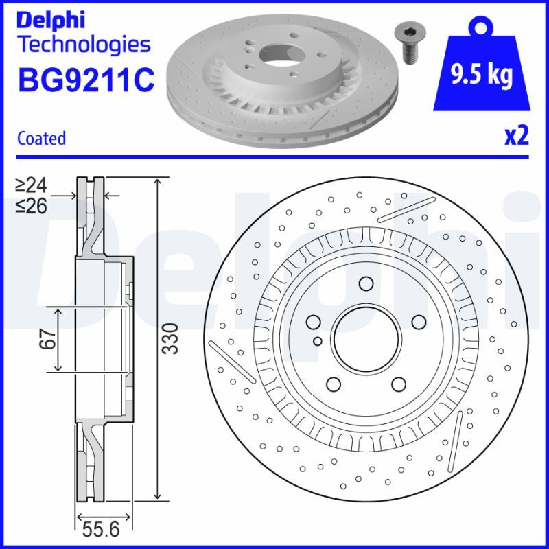 Гальмівний диск, Delphi BG9211C