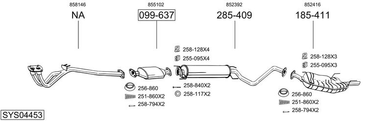 BOSAL kipufogórendszer SYS04453