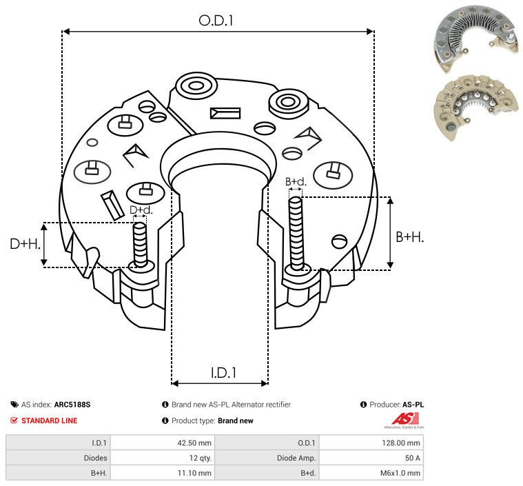 AS-PL ARC5188S Rectifier, alternator