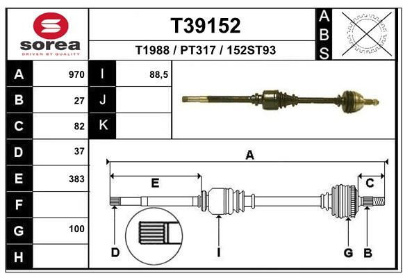 EAI hajtótengely T39152