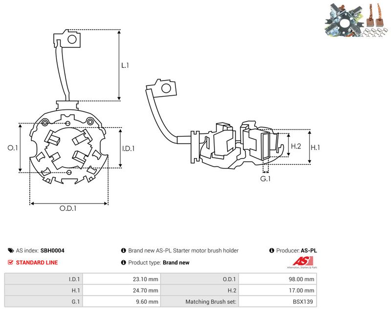 AS-PL SBH0004 Holder, carbon brushes