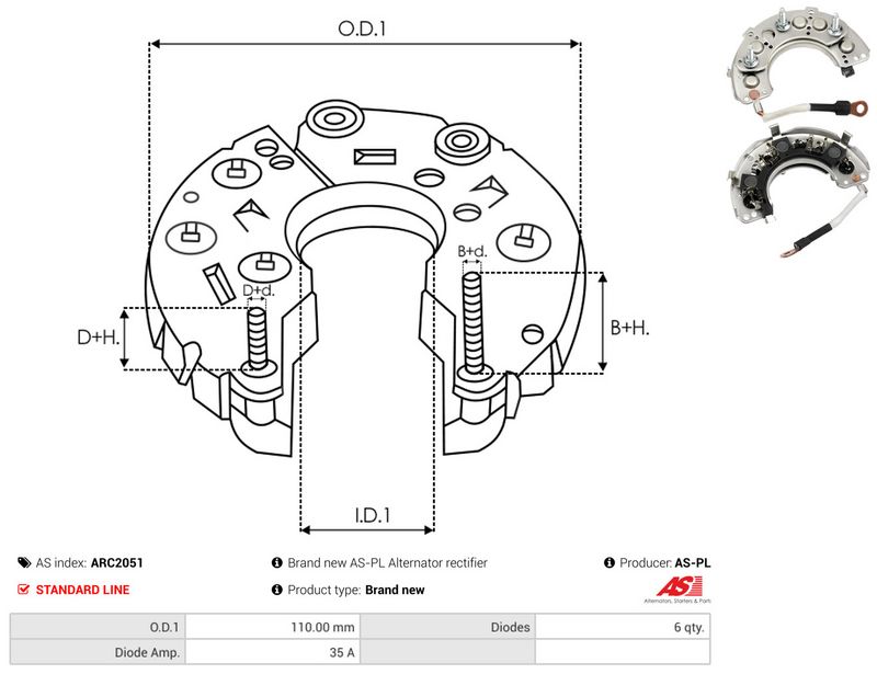 AS-PL ARC2051 Rectifier, alternator