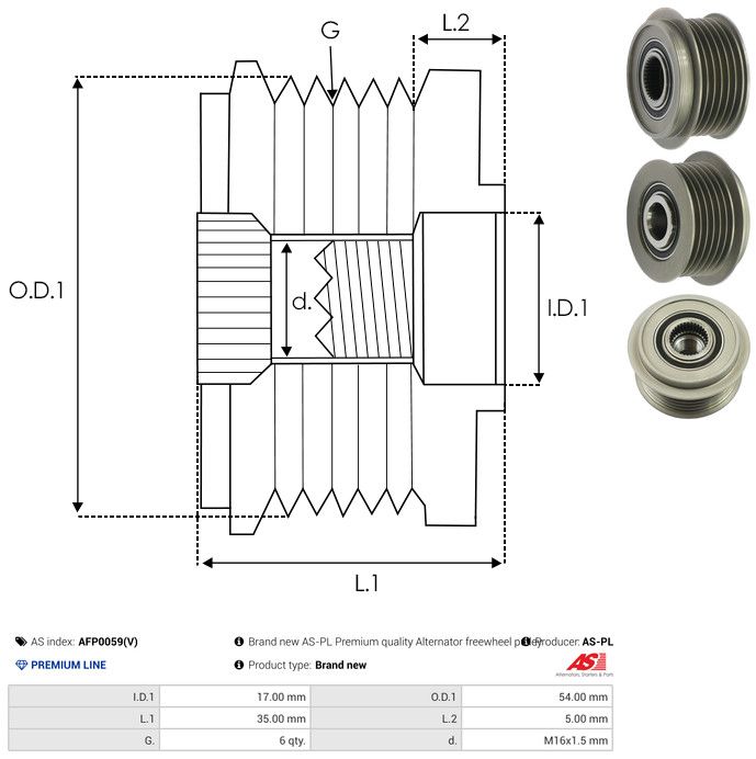 AS-PL AFP0059(V) Alternator Freewheel Clutch