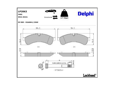 DELPHI LP2063 Brake Pad Set, disc brake
