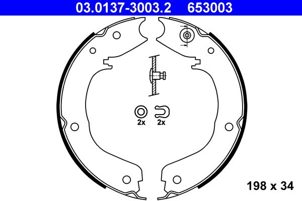 Комплект гальмівних колодок, стоянкове гальмо, Ate 03.0137-3003.2