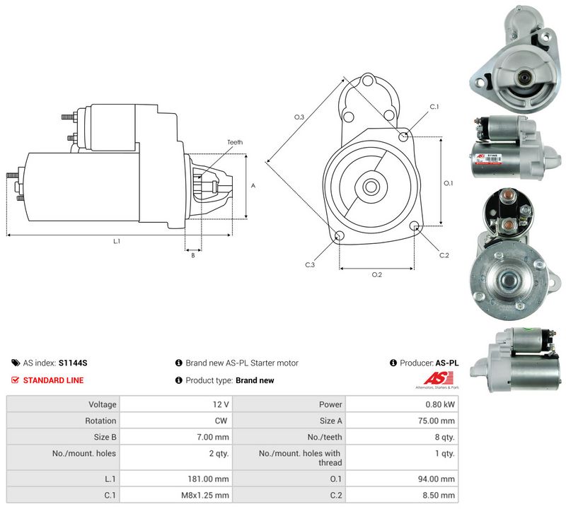 Starter, AS-PL S1144S