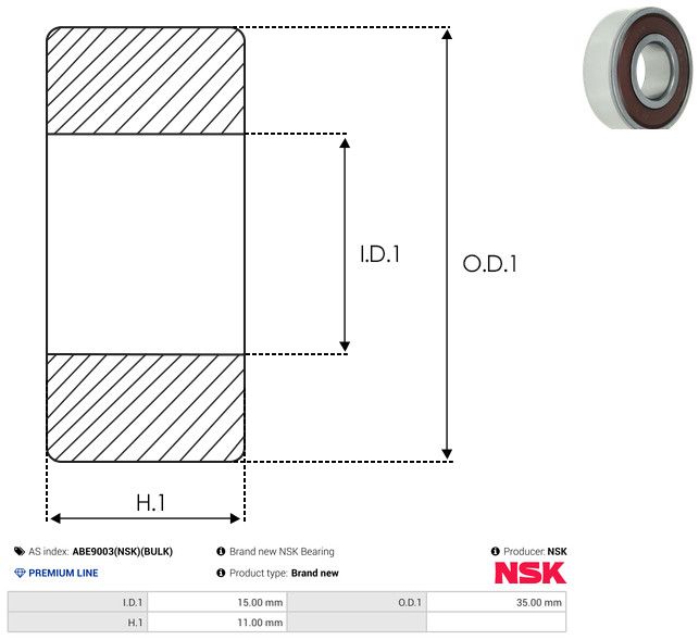 AS-PL ABE9003(NSK)(BULK) Bearing