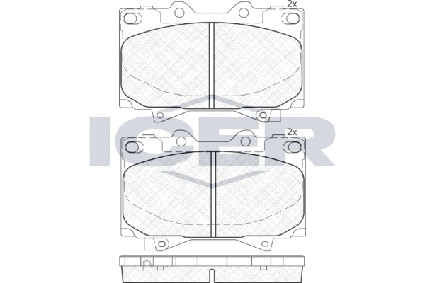 Комплект гальмівних накладок, дискове гальмо, Icer 181723